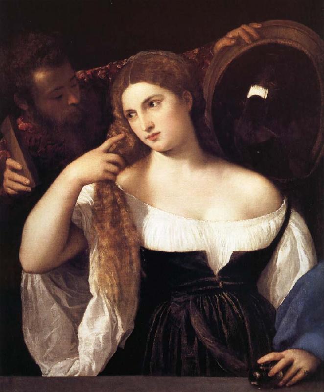 TIZIANO Vecellio Portrait d'une femme a sa toilette oil painting image